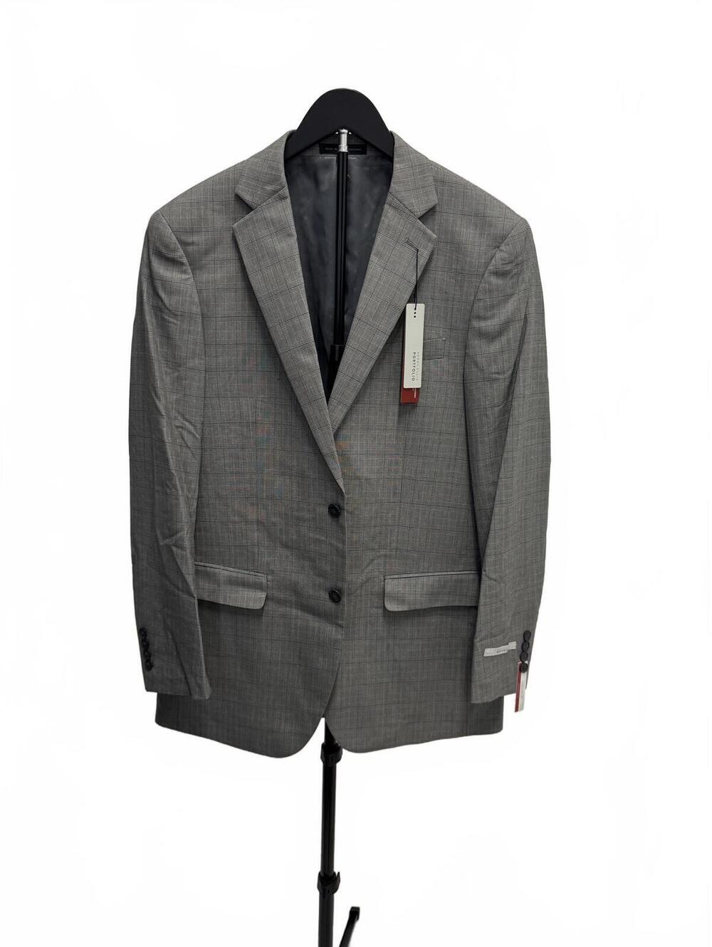 Perry Ellis Portfolio Gray Plaid Men's Suit Jacket Blazer